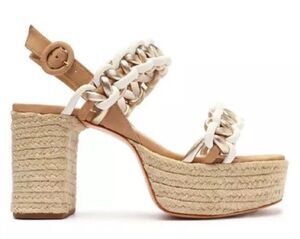 Schutz Juliet Platform Woven Leather & Suede Sandals Heels Sz 10.5